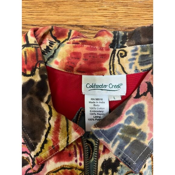 Coldwater Creek Jacket Women's Size Large Wearable Art Colorful Full Zip - Picture 2 of 3